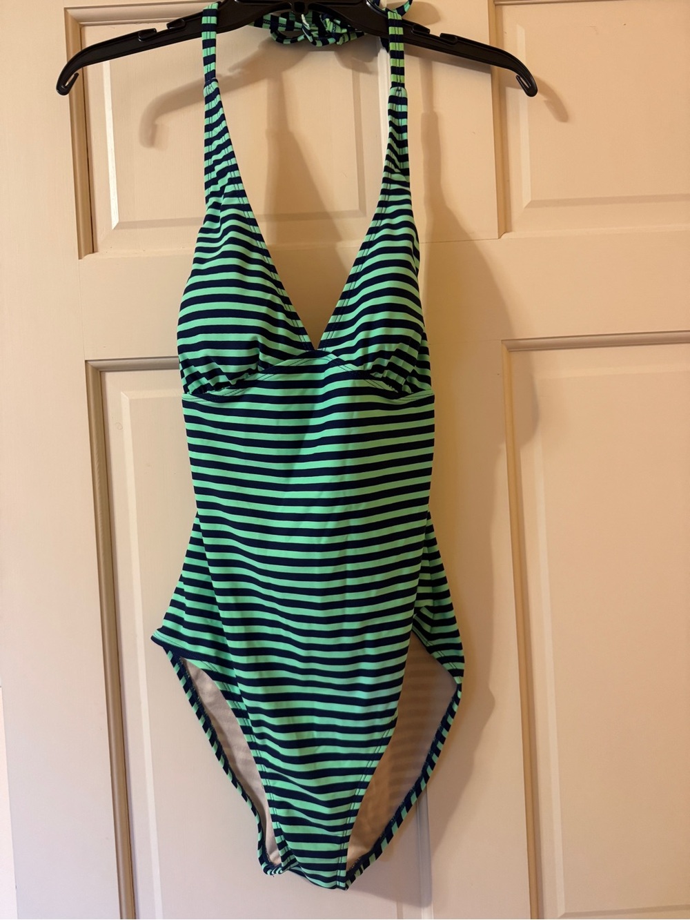 Old Navy Green and Navy Striped One-Piece Swimsuit, size M